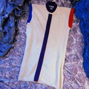 Mod Color-Block Trim Wool Sweater Dress